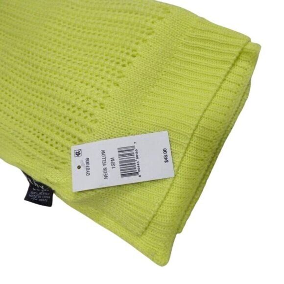 DKNY Open-Knit Blocked Scarf, One Size Neon Yellow - Picture 3 of 5